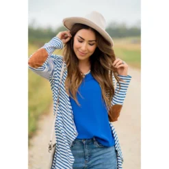 Striped Waterfall Elbow Patch Cardigan -Women's Clothing Store BB 0662 f7a20a29 bef2 4eeb b1c3 8cd622e105cd 874484