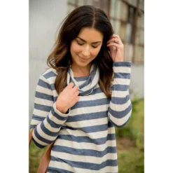 Striped Cowl Neck -Women's Clothing Store BB 0664