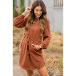 Tie Waist Pocket Sweatshirt Dress -Women's Clothing Store BB 0673 92298b14 699a 4591 bd8b 3ff0e1c7bac7
