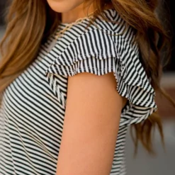 Striped Double Flutter Sleeve Tee -Women's Clothing Store BB 0682 cdd2a49c 93ac 4e55 9045 1a7d2444bd1e 337069