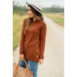 Four Side Button Mid Seam Sweater -Women's Clothing Store BB 0697 89aa145b 2ee5 4ca1 99e7 f5efe787ab39