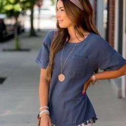 Gauze Tassel Trim Pocket Tee