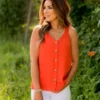 Button Accented V Tank