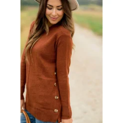 Four Side Button Mid Seam Sweater -Women's Clothing Store BB 0699 ff88c11d ff6a 4e9c 8be3 63fa655f77c5