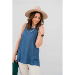 Denim Peep Back Tank -Women's Clothing Store BB 0727 7df2ffe3 898f 4509 bc75 2993e91eb860
