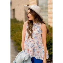 Ruffle Floral Peplum Tank -Women's Clothing Store BB 0751 211f2011 aed5 48d5 aa94 e7d7cca2f08e