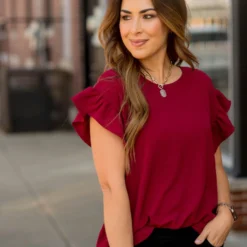 Short Sleeve Flutter Blouse -Women's Clothing Store BB 0757 d4a1f987 028d 4dce b4e4 b6196798727b 704934