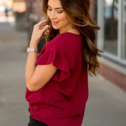 Short Sleeve Flutter Blouse -Women's Clothing Store BB 0767 47f3558f 0e01 4d8d 90c6 2c25a8f94a70 414126