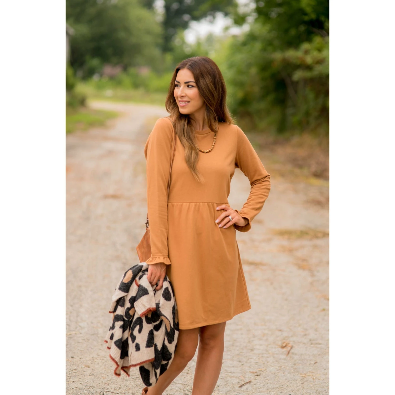 Cinched Ruffle Sleeve Sweatshirt Dress 18 Cinched Ruffle Sleeve Sweatshirt Dress - Image 18