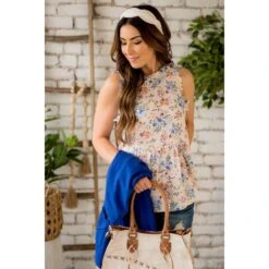Ruffle Floral Peplum Tank
