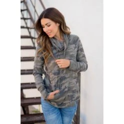 Camo Cowl Neck Pocket Sweatshirt -Women's Clothing Store BB 0806 21980286 e813 448d 94c2 32fe2f9ee684
