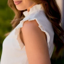 Wavy Textured Ruffle Trim Tank -Women's Clothing Store BB 0807 70f49769 cf37 4ae7 9f17 6649e7c9a117 492479