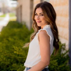 Wavy Textured Ruffle Trim Tank -Women's Clothing Store BB 0808 ce6b89bc a090 4f8e b324 affe25b12451 198883