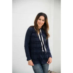 Ruffled Hoodie -Women's Clothing Store BB 0815 471011