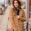Thin Striped Knit Tunic Cardigan