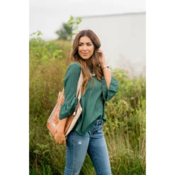 Textured Flutter Blouse -Women's Clothing Store BB 0855