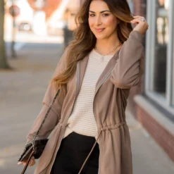 Cinched Zipper Jacket -Women's Clothing Store BB 0865 494c368c 8f6f 436b bfd9 7e308fe36b0d