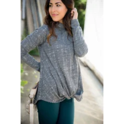 Charcoal Knotted Sweatshirt -Women's Clothing Store BB 0878