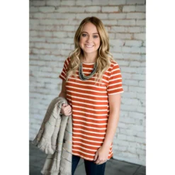 Heavy Striped Short Sleeve Tee -Women's Clothing Store BB 0880