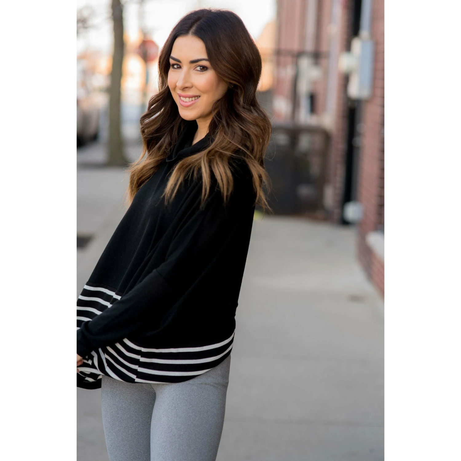 Poncho Style Striped Cowl Neck Sweater 20 Poncho Style Striped Cowl Neck Sweater - Image 20