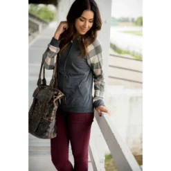 Buffalo Plaid Baseball Hoodie -Women's Clothing Store BB 0960