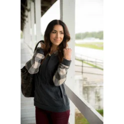 Buffalo Plaid Baseball Hoodie -Women's Clothing Store BB 0969