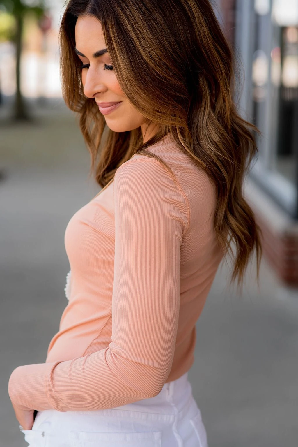 Lightly Ribbed Long Sleeve Tee 7 Lightly Ribbed Long Sleeve Tee - Image 7