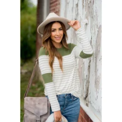 Striped Color Blocked Long Sleeve Tee -Women's Clothing Store BB 1014 44c479bf 417d 417a b8cf 81e4b1cde611