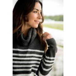 Touch Of Color Striped Cowl Neck Sweater -Women's Clothing Store BB 1040