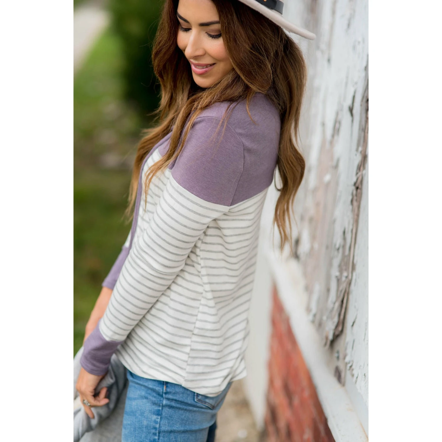 Solid Shoulder Striped Cowl Neck Sweatshirt 15 Solid Shoulder Striped Cowl Neck Sweatshirt - Image 15