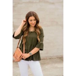 Peplum Flutter Blouse -Women's Clothing Store BB 1052 d30c38b8 a95b 40bd 8d5a aacc3a6beb28