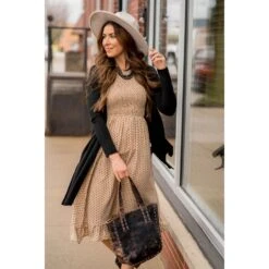 Smocked Diamond Pattern Midi Dress -Women's Clothing Store BB 1055 647f13d5 7466 4698 ba09 70ef0af6e693