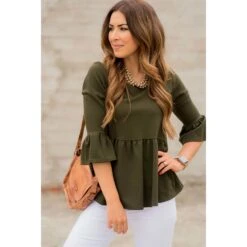Peplum Flutter Blouse -Women's Clothing Store BB 1056