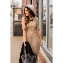 Smocked Diamond Pattern Midi Dress -Women's Clothing Store BB 1059 eced3e9c 05f5 474f 81bd 07298349d1ee