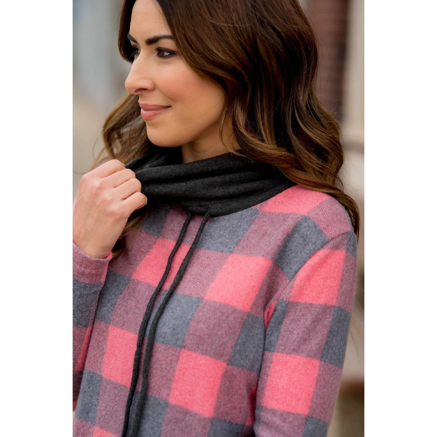 Buffalo Plaid Flutter Bottom Cowl Neck 6 Buffalo Plaid Flutter Bottom Cowl Neck - Image 6