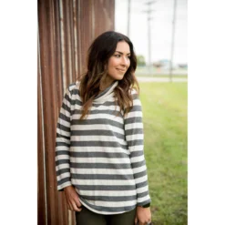 Striped Cowl Neck -Women's Clothing Store BB 1126