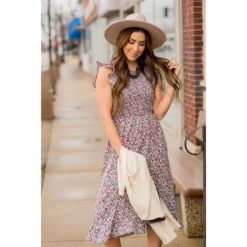 Blooming Floral Midi Dress -Women's Clothing Store BB 1131 711709b6 317c 4c64 9811 782134ba5172
