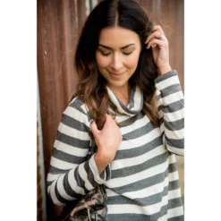 Striped Cowl Neck -Women's Clothing Store BB 1134