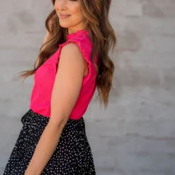 Wavy Textured Ruffle Trim Tank -Women's Clothing Store BB 1136 667653