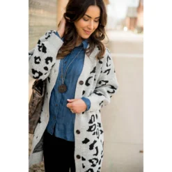 Button Leopard Tunic Cardigan -Women's Clothing Store BB 1141 81af203f ac19 415b 91ca f827d3a69d37