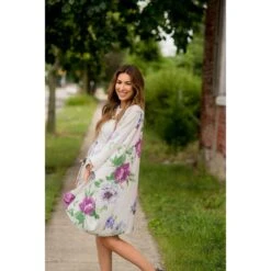 Purple Floral Kimono -Women's Clothing Store BB 1154