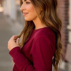 Stitched Trim Waffle Henley -Women's Clothing Store BB 1160 cb1f56a0 dd2a 4740 985b a75c8d9d87d9 932662