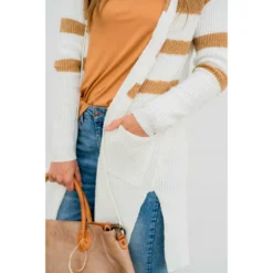 Striped Accent Knit Tunic Cardigan -Women's Clothing Store BB 1193 35bc1278 8744 4030 9891 dcbb2e7c2ad2