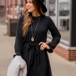 Cinched Long Sleeve Tie Dress -Women's Clothing Store BB 1218 4e91d481 49b0 482e acec fce1a7410de6 910215