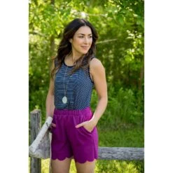 Scalloped Bottom Shorts -Women's Clothing Store BB 1219