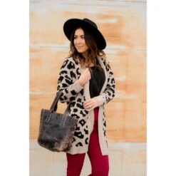 Solid Trimmed Leopard Cardigan -Women's Clothing Store BB 1225 3877ba1a bdaf 4575 b120 b10b544fdc12