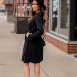 Cinched Long Sleeve Tie Dress -Women's Clothing Store BB 1228 32a509b3 d601 499c bd47 3390956d851e 738550