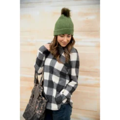 Buffalo Plaid Cowl Neck Sweater -Women's Clothing Store BB 1246