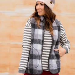 Buffalo Plaid Sherpa Vest 23 Buffalo Plaid Sherpa Vest -Women's Clothing Store BB 1272 1 98c2519e 6683 4917 86b7 14d782b7246f 423452