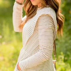 Striped Ruffle Accented Long Sleeve Dress -Women's Clothing Store BB 1277 e82e286c 328b 4ad7 b2ec 01b3ed1acaa2 463029